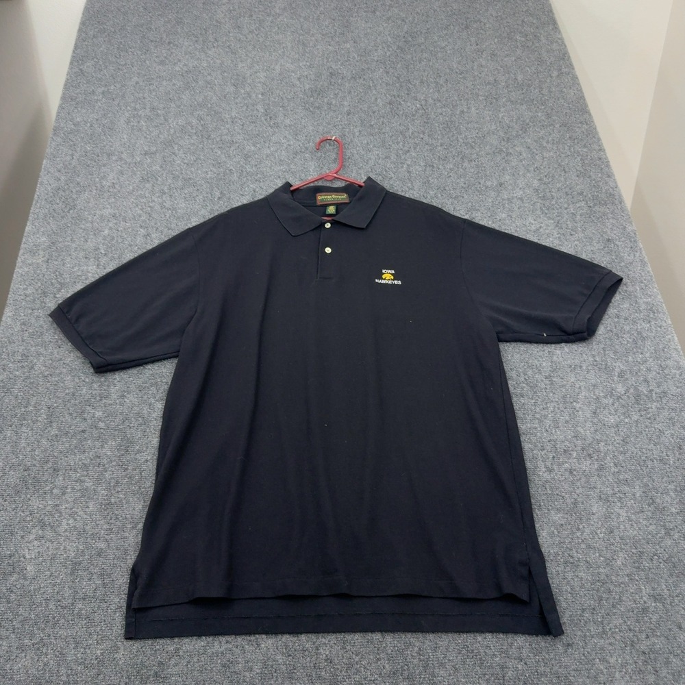 Iowa Hawkeyes Country‎ Cottons Polo Mens XXL Black Cotton Embroidered Gorpcore